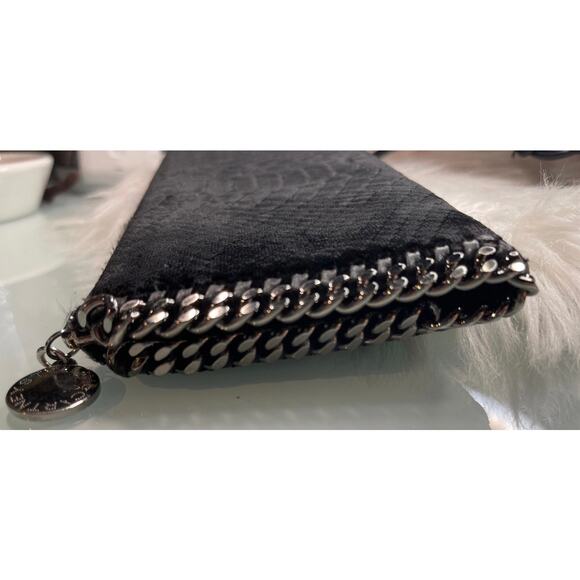 Stella McCartney fallabella black velvet python wallet - Picture 3 of 16